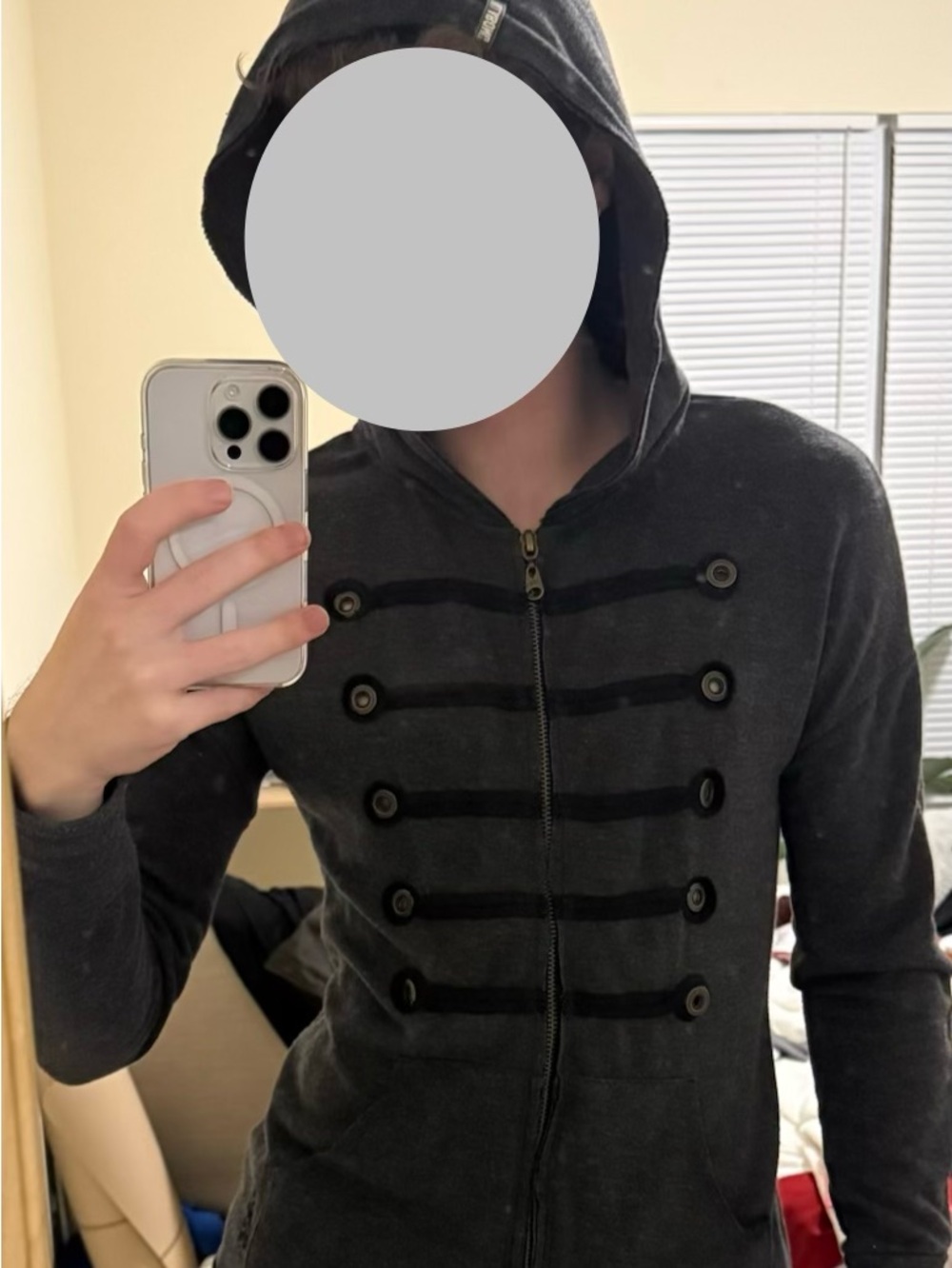 Billabong Black Hooded Military-Style Zip Sweatshirt